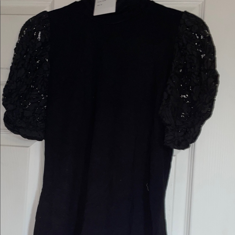 Generation Love Black Top with Lace Sleeves